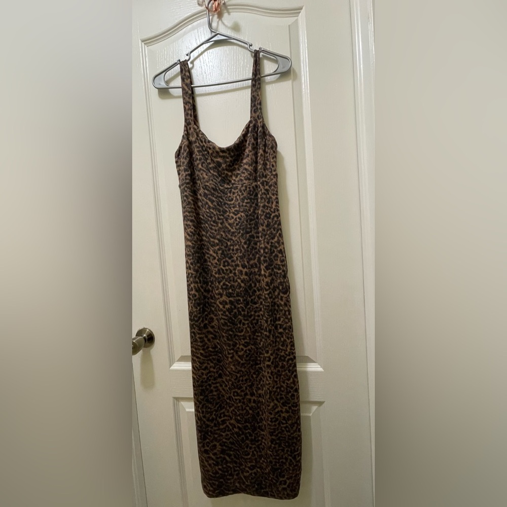 Good American 90’s leopard print midi dress- GA size 4/XL